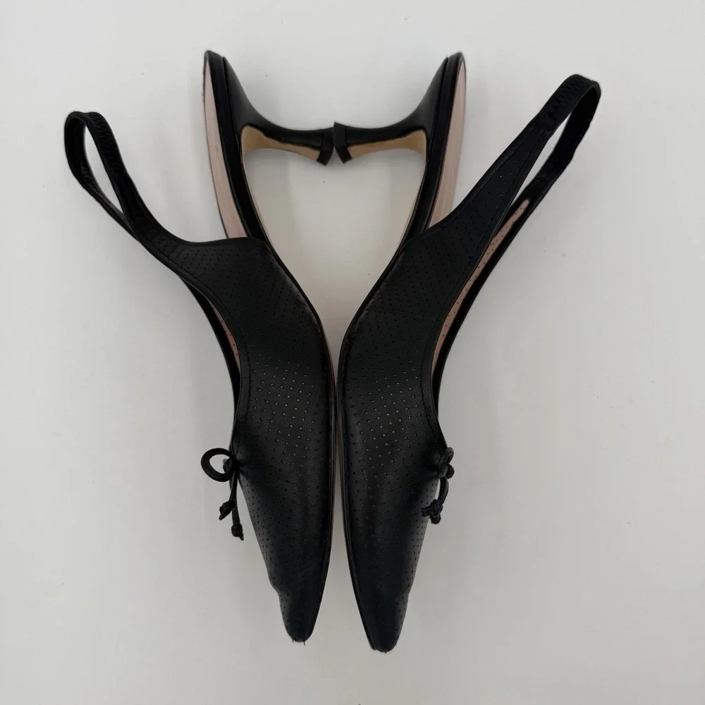 Kate Spade Veronica Black Slip On‎ Kitten Heel Sandals Women's 8.5 Slingback